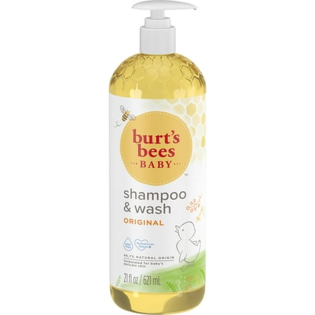 Burt's Bees Baby Shampoo and Wash, Original, Tear Free, Pediatrician Tested, 21 Fluid Ounces