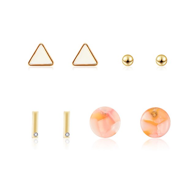 4 pares de pendientes triangulares de aleación con diamantes de imitación para mujer, joyería