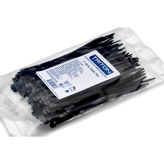Triton Products® Heavy Duty 7" Black Zip Ties, 100/PK