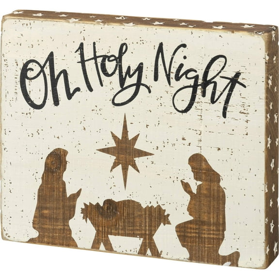 Pimitives By Kathy Holy Night - Box Sign, Gold