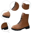 thumbnail image 5 of Rokment Mid Calf Combat Boots for Women Winter Spring with Side Zipper Stylish Casual Leather Chunky Low Heel Riding Short Booties Yellow Size 7.5, 5 of 7