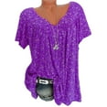thumbnail image 1 of Tarmeek Women's Plus Size Tunic Tops Summer Short Sleeve V Neck Blouses Ruffle Flowy Button Up T Shirts, 1 of 1