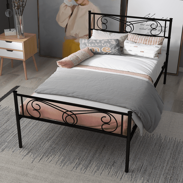 Marco de Cama King Size con Cabecera - Base de Plataforma de Metal, Fácil Armado, Sólido