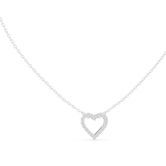 Zuwelria Certified Moissanite Diamond Heart Pendant | 0.24 Ct Elegant Round Cut Diamond Pendant Necklace with Chain for Women | 18K White Gold over Silver