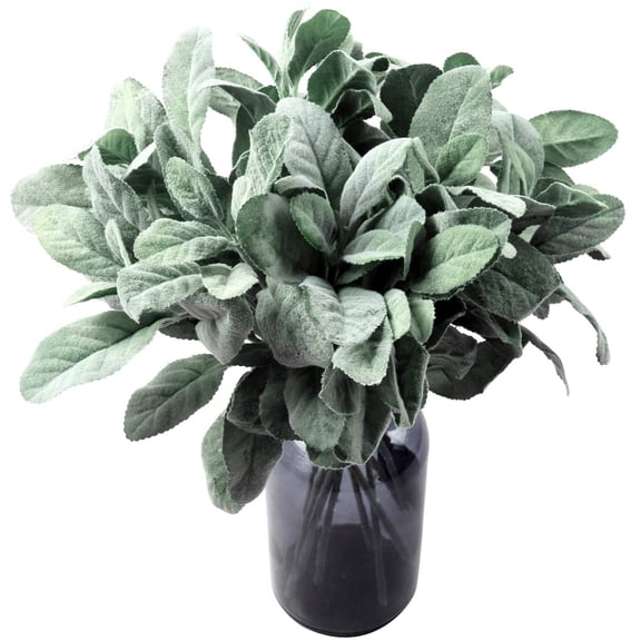 Ludlz 5PCS Artificial Lamb's Ear Leaf Flocked Lambs Ear Leaves for Home Wedding DIY Craft Floral Arrangement