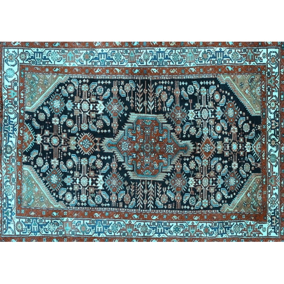 Ahgly Company Indoor Rectangle Persian Light Blue Traditional Area Rugs, 2' x 4'