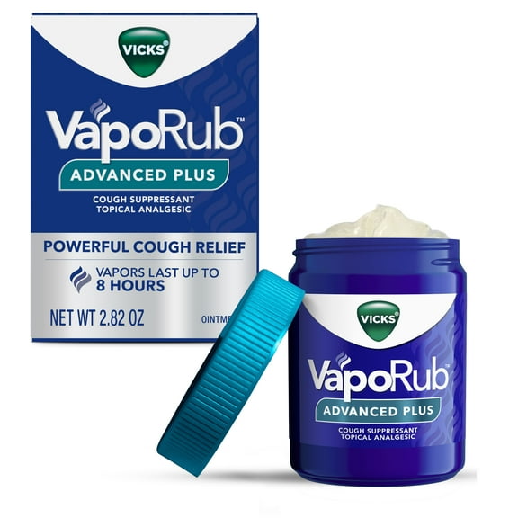 Vicks VapoRub Advanced Plus Cough Suppressant Topical Chest Rub, Analgesic Ointment 2.82oz