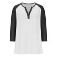 thumbnail image 4 of Efsteb Girls Tops Casual 3/4 Sleeve V-Neck Color Block Print Comfy Button Tshirts Lightweight for Holidays（Black，5 Years）, 4 of 6