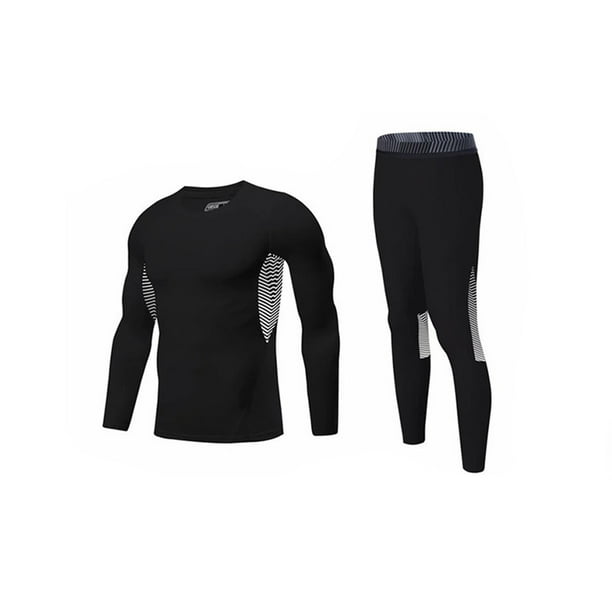 Greeniant Ropa interior térmica de primera capa de invierno, conjunto de mallas, trajes, camisa inferior, calzoncillos largos, ciclismo, correr, deportes, Uniforme atlético Negro Adultos/XXL Greeniant OD028949-01