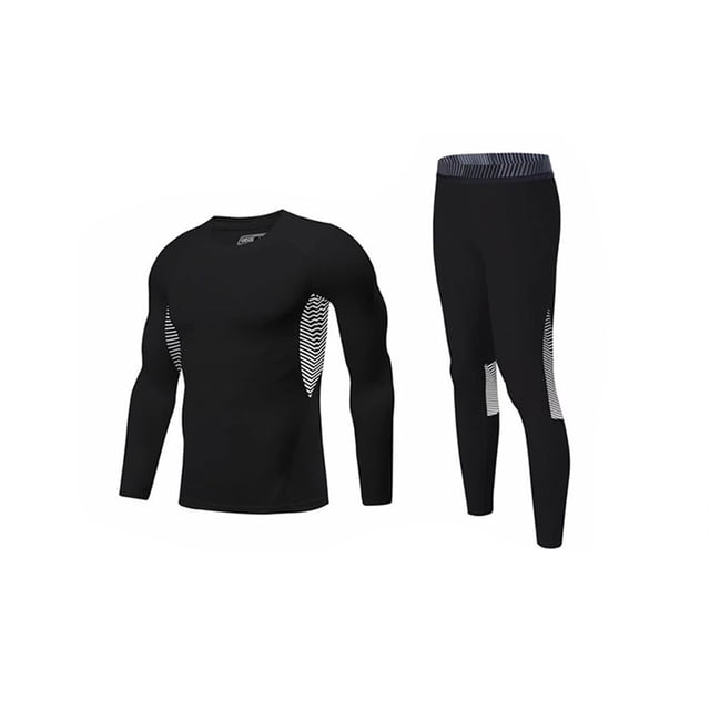 Soidarity Conjunto de ropa interior térmica de primera capa de invierno, trajes de ropa, calzoncillos largos de compresión, entrenamiento, Uniforme atlético Negro Adultos/XXL