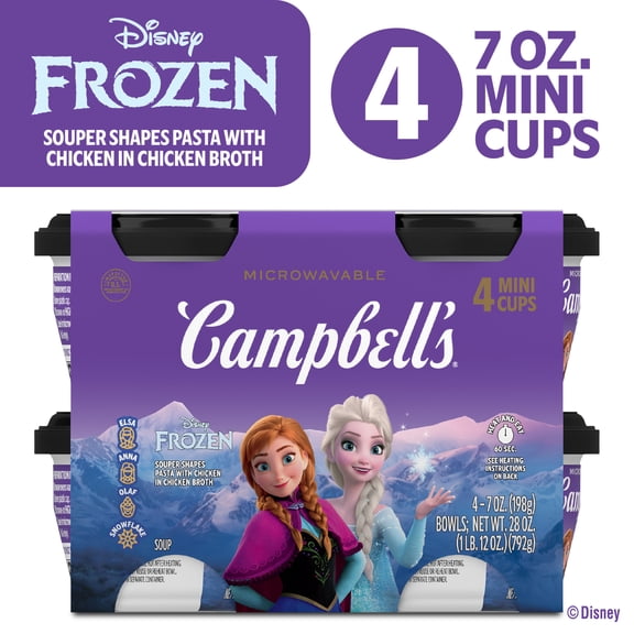Campbell’s Kids Soup, Disney Frozen Souper Shapes Pasta with Chicken in Chicken Broth, 7 oz Bowl, 4 Count