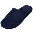 thumbnail image 2 of Men‘s Winter Slippers, Plush-Lined Closed-Toe House Shoes with Non-Slip Rubber Sole, Warm & Safe for Indoor, Hardwood Floors, and Cold Weather Navy 42, 2 of 5