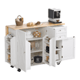 thumbnail image 6 of Vicluke 50.4 Inch Rubberwood Kitchen Rolling Cart with Drop Leaf and Power Outlet,  3 Spice Racks, White, 6 of 7