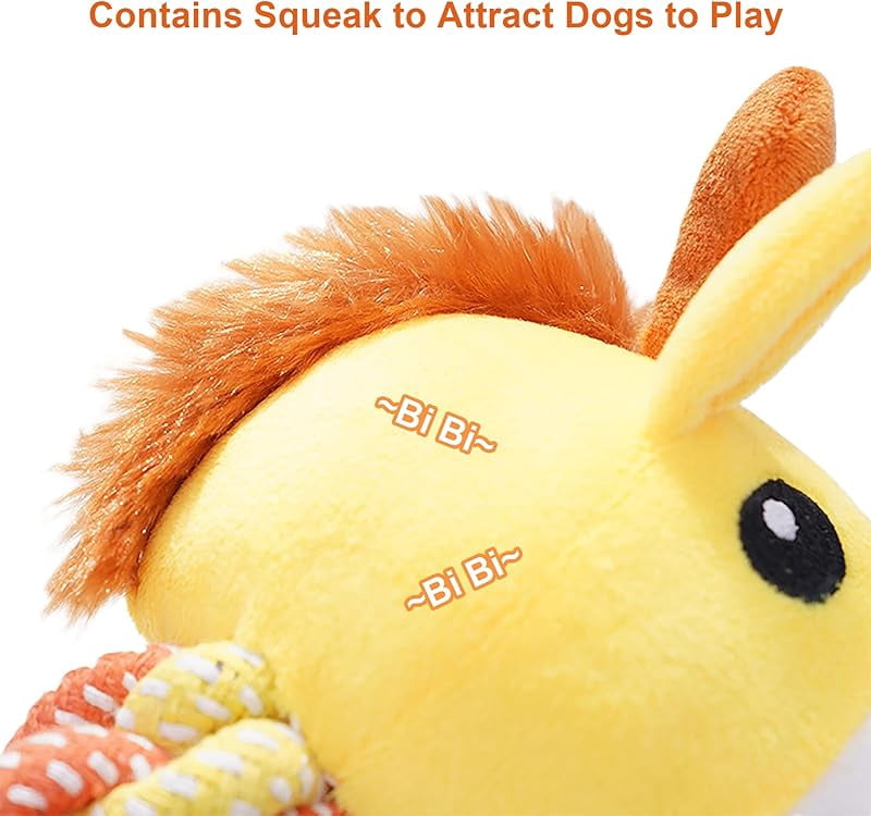 Large Squeaky Plush Horse Dog Toy, Durable Chew Toy for Aggressive Chewers, Interactive Dog Toy with Rope Neck for Small Medium Large Dogs, Washable Pet Toy for Training, Holiday and Birthday Gift