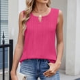 thumbnail image 4 of Plus Size Tank Tops for Women V-Neck Pull Chiffon Stripes Vest Sleeveless Solid Color Loose Tank Top Hot Pink XL, 4 of 6