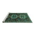 thumbnail image 2 of Ahgly Company Machine Washable Indoor Square Persian Turquoise Blue Traditional Area Rugs, 7' Square, 2 of 4