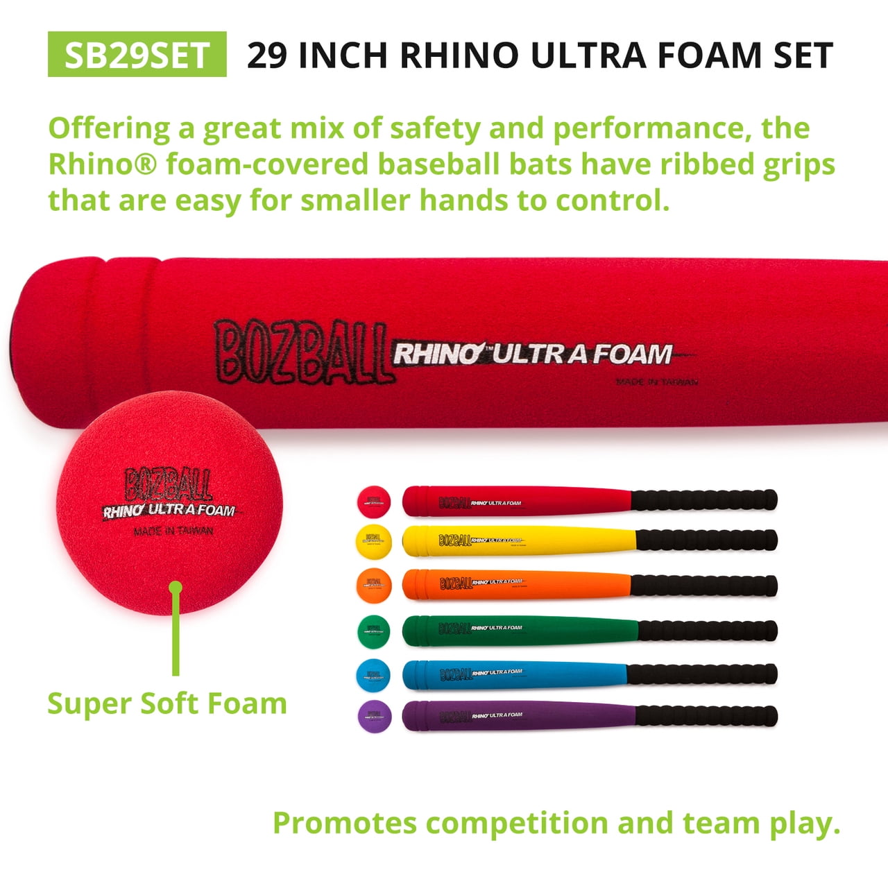 Champion Sports Rhino Ultra Foam Bat and Ball Set, Assorted