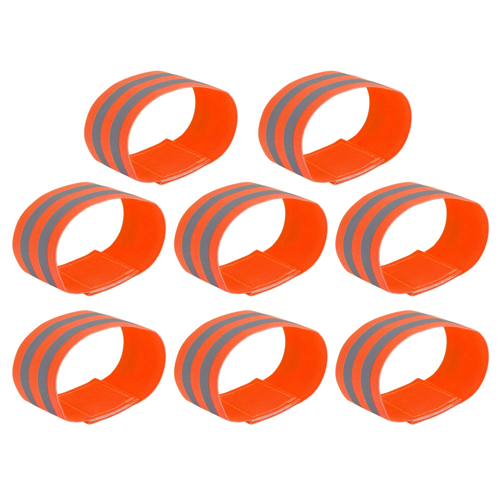 8pcs Reflective Bands for Arm Reflective Armbands High Visibility Night Cycling Riding Reflector Tape Straps Orange