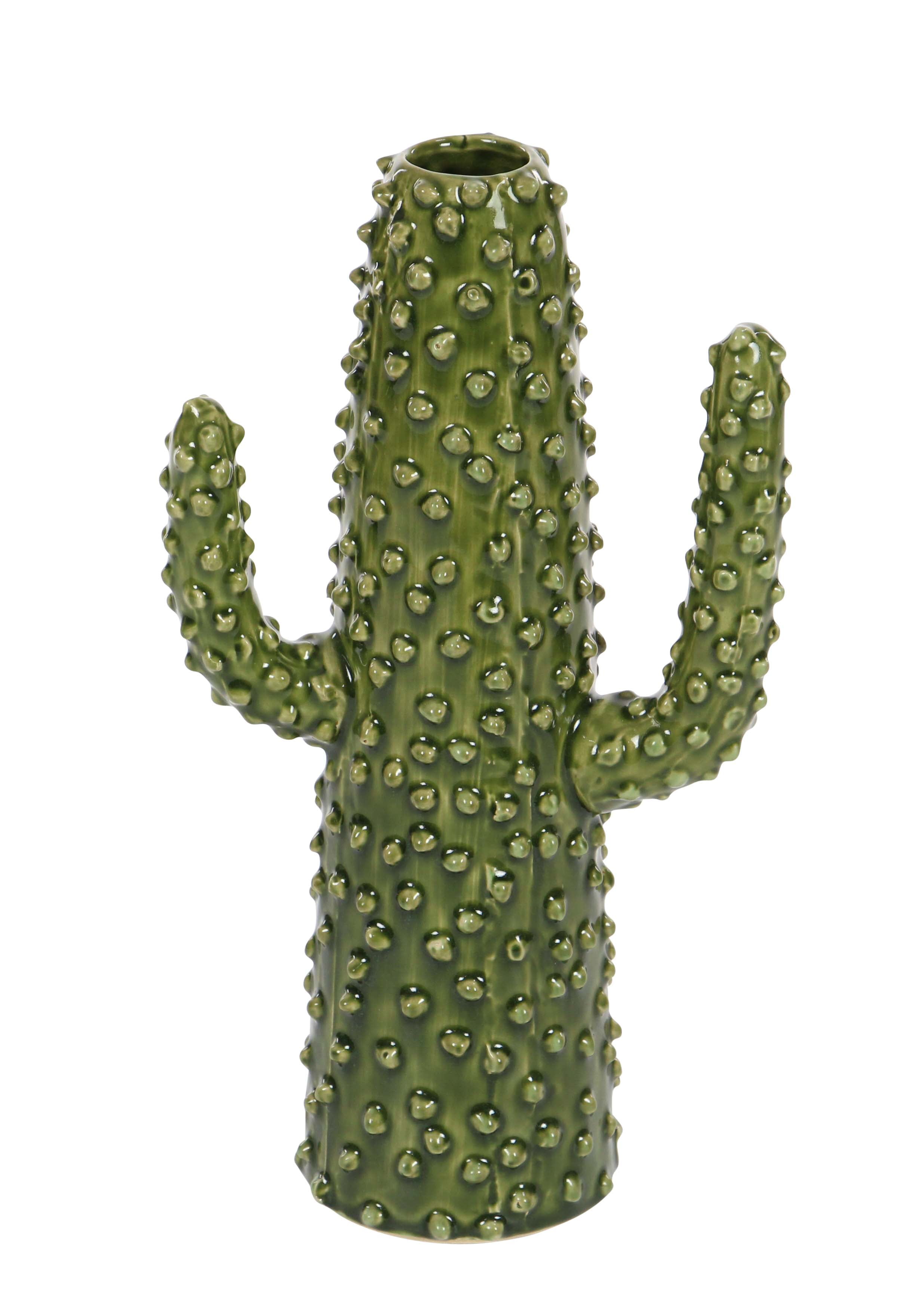 Decmode Eclectic 12 Inch Green Cactus Ceramic Vase, Green