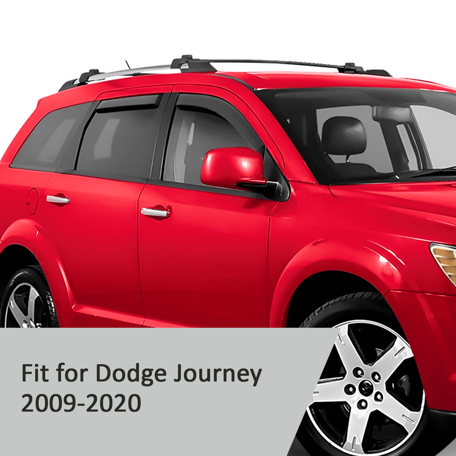 Voron Glass in-Channel Extra Durable Rain Guards for Dodge Journey 2009-2020, Window Deflectors, Vent Window Visors, 4 Pieces - 200480