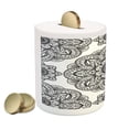 thumbnail image 2 of Mandala Piggy Bank, Ornate Pattern of Mandala with Symmetrical Shapes and Tiles Persian Image, Ceramic Coin Bank Money Box for Cash Saving, 3.6" X 3.2", Black, by Ambesonne, 2 of 4
