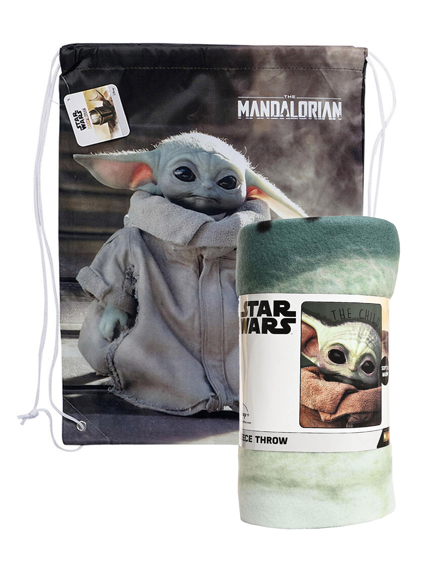 Grogu Throw Blanket Stars Wars 45" x 60" & Gray 18" Sling Bag Baby Yoda