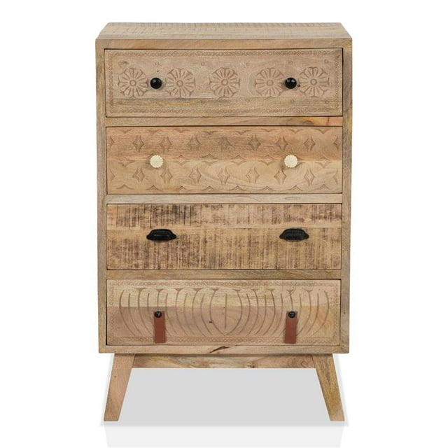 Furniture of America Druze Rustic Wood 4-Drawer Chest in Natural