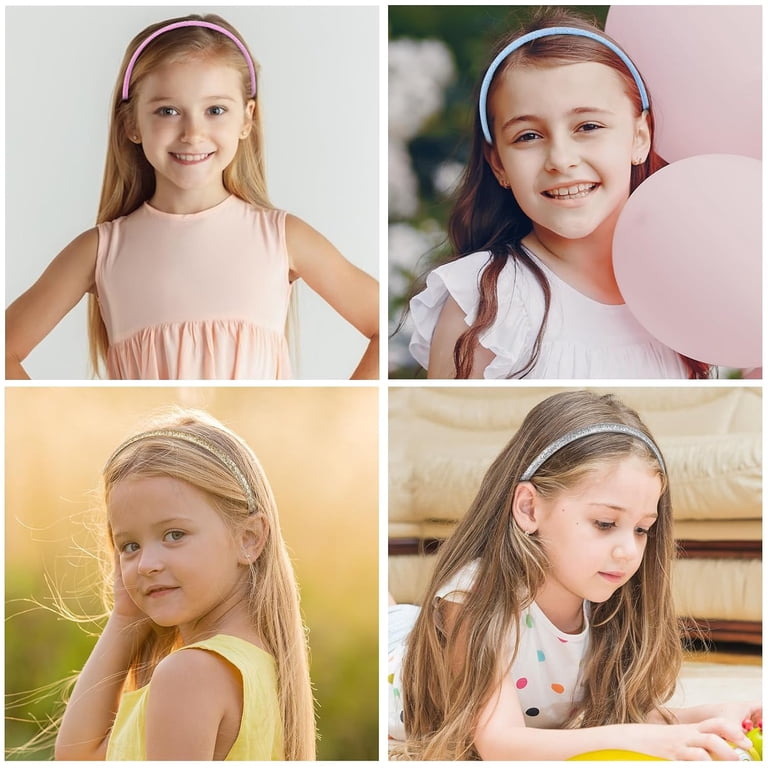 Thin Glitter Headbands for Girls, 4 Pack Non Slip Head band  display picture 1