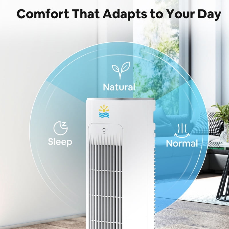 Etust 38" Evaporative Tower Fan with Humidifier, Quiet Bedroom Cooling Fan with Timer, LED Display and Oscillation