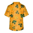 thumbnail image 3 of Men's Printing Short Sleeve V-neck Working Blouse Chest Pocket Carer Top Yellow E L, 3 of 4
