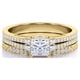 thumbnail image 3 of JeenMata Impresionante Anillo de Compromiso de Doble Banda Vintage con Diamantes de Talla Princesa de 0,75 Quilates, Pavé, en Oro Amarillo de 10 K, 3 of 6