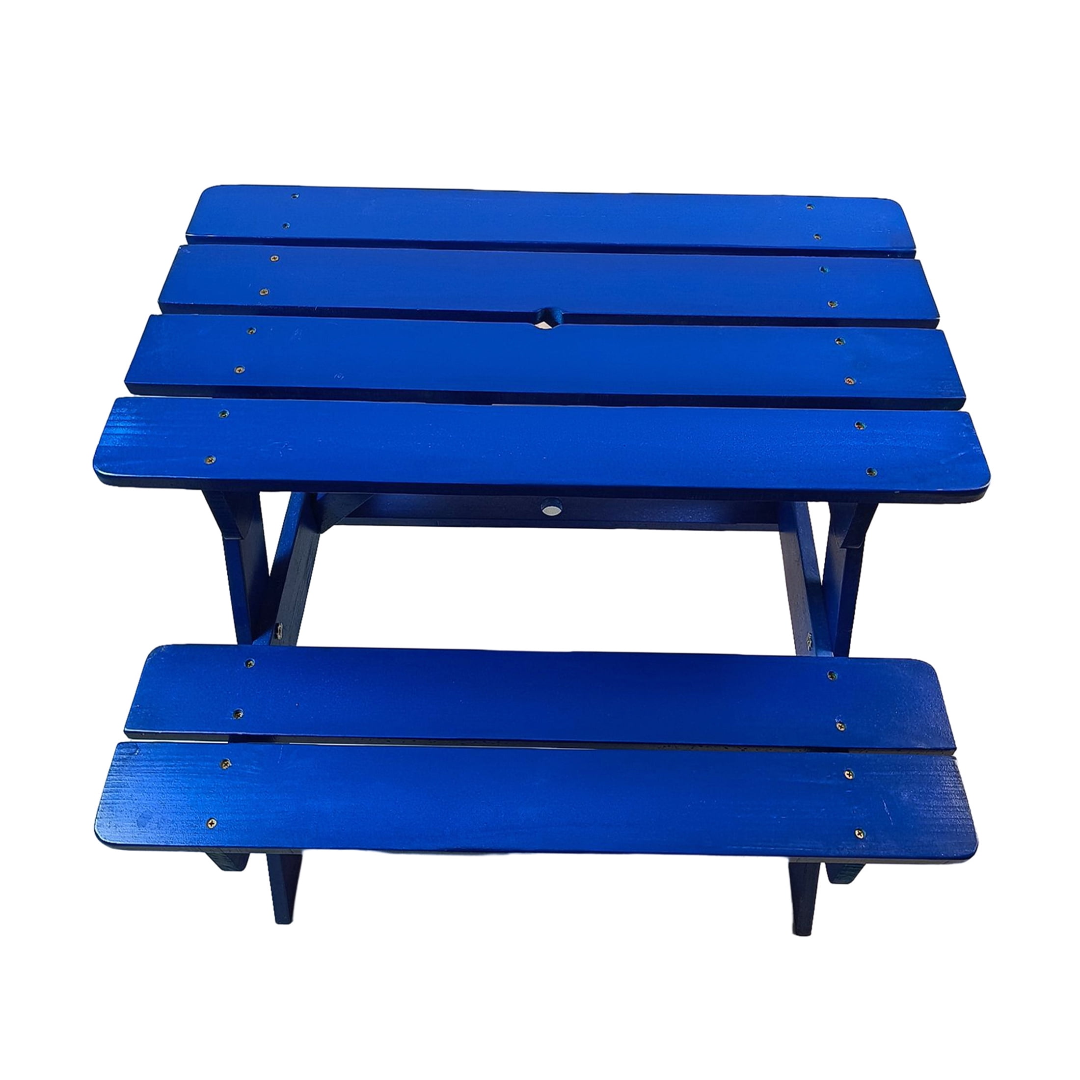 JERFIT Kids Table and Chair Set, Solid Wood Childrens Activity Desk with 2 Chairs, Small Table for Toddlers, Blue