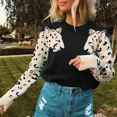 thumbnail image 5 of Suéter de punto de manga larga con estampado de leopardo verde TEELYNN 2023 para mujer, suéteres casuales de otoño e invierno, jersey de cuello redondo, 5 of 5