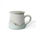 thumbnail image 1 of Elegante taza de café verde con tapa (juego de 1 unidad), exquisita taza de cerámica con estilo de tinta, capacidad de 345 ml for uso en la oficina., 1 of 7