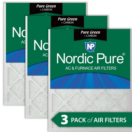 

10x20x1 (9_1/2x19_1/2) Pure Green Plus Carbon Eco-Friendly Air Filters 3 Pack