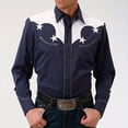 thumbnail image 4 of Camisa estilo occidental retro de mezclilla con cactus para hombre, estilo occidental, informal, para exteriores, calle, uso diario, otoño e invierno, solapa, manga larga, 4 of 4