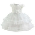 thumbnail image 2 of Delliss Girls Stylish Lace Cap Sleeve Flower Dress White 3 Years, 2 of 6
