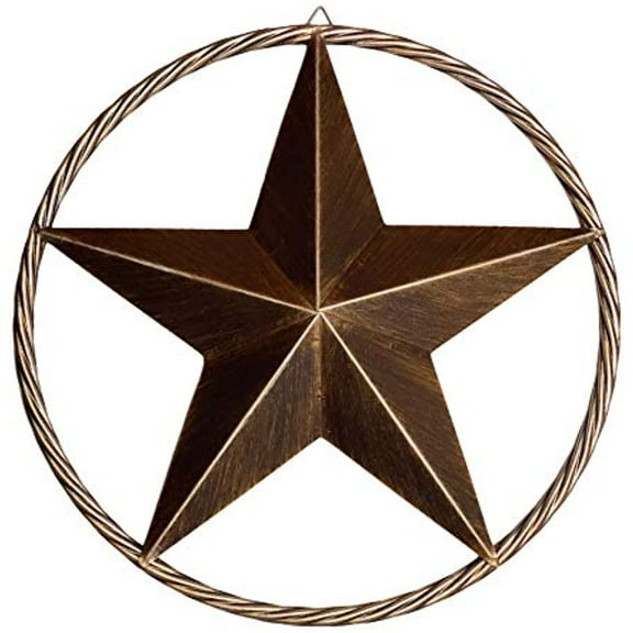 Urbalabs 32" Metal Barn Star Western Decor Twisted Rope Ring Rustic Wall Decor Texas Lone Star