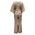 thumbnail image 4 of fatyb Sequin Jumpsuits for Women Sparkly Wrap V Neck One-Piece Flare Leg Elegant Party Romper Clubwear, 4 of 5