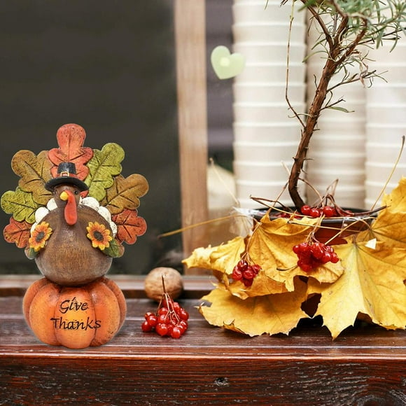 Thanksgiving Decorations Resin Turkey Pumpkin Ornaments Tabletop Turkey Fall Autumn Decor for Thanksgiving Harvest Day