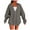 Grey, variant on Women's Solid Color Zip Up Hooded Sweatshirt, Oversized Loose Fit with Drawstring Hood and Pockets, Thick Warm Material for Fall Winter Fashion, Casual Jackets for Streetwear, Daily Wear Brown L