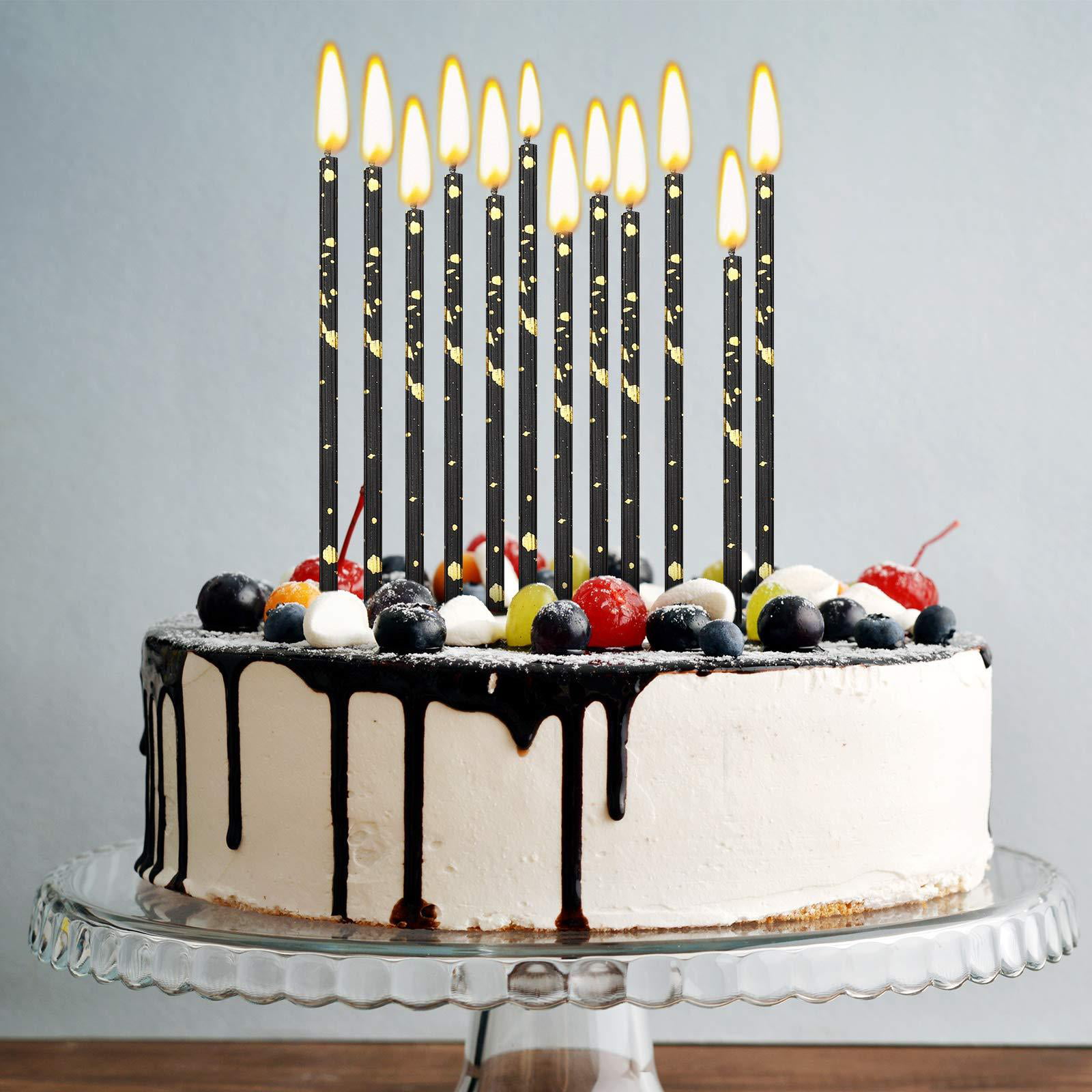 PARTVON Black Gold Birthday Cake Candles