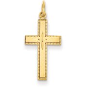 Primal Gold 14 Karat Yellow Gold Diamond-Cut Cross Necklace Pendant