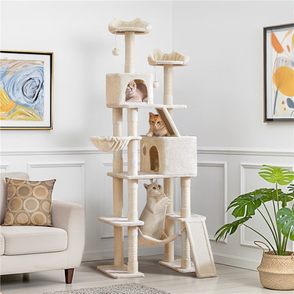 Yaheetech 82.5'' H Multi Level Cat Tree with Condos,Beige