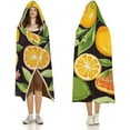 thumbnail image 3 of Wearable Blanket for Adults Citrus Fruit Pattern Hooded Blanket Throw Blanket Soft Hooded Cloak Shawl Wrap, 3 of 6