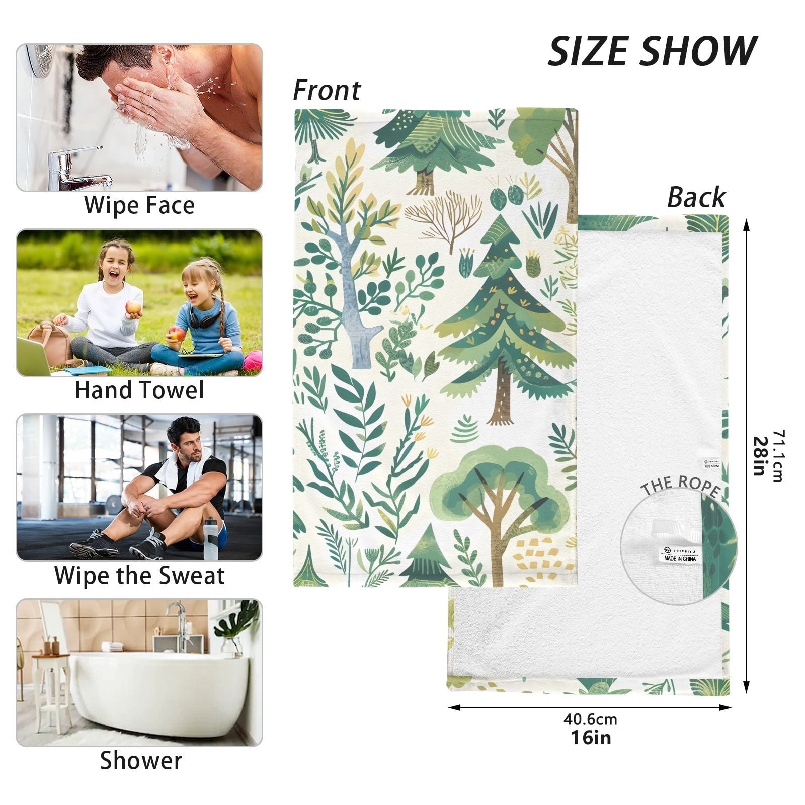 Trees Hand Towels Cotton Bath Towels Large Face Towels Absorbent for Bathroom 2 Packs