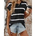 thumbnail image 5 of Summer Blouses for Women Cap Sleeve Tops Elegant Striped Crew Neck Casual Loose Fit Pullover Knit Sweater Blouses Tops Shirts Alsol Lamesa, 5 of 6