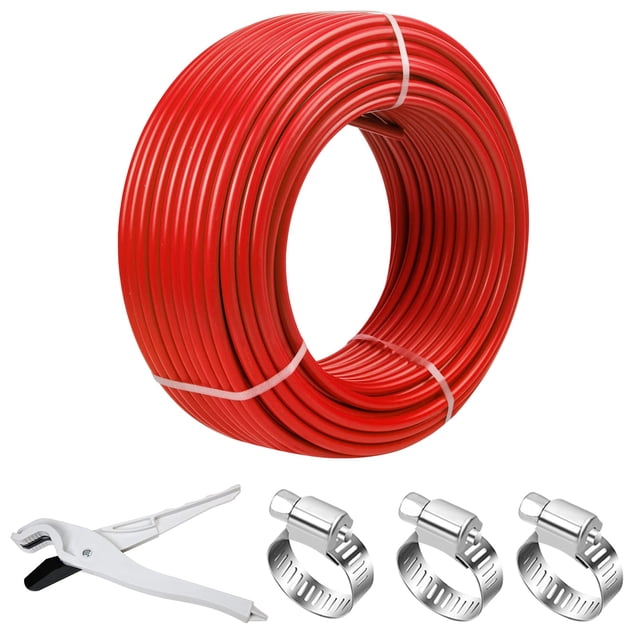 Tubo PEX Likeem PEX-B de 1/2 pulgada y 91 m, barrera de oxígeno, roja