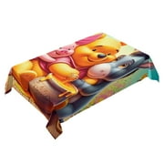 Winnie the Pooh square tablecloth has an iconic print, fits most tables, and is easy to care for. It adds a nostalgic touch and is perfect for fans，55" x 71"（140*180cm）