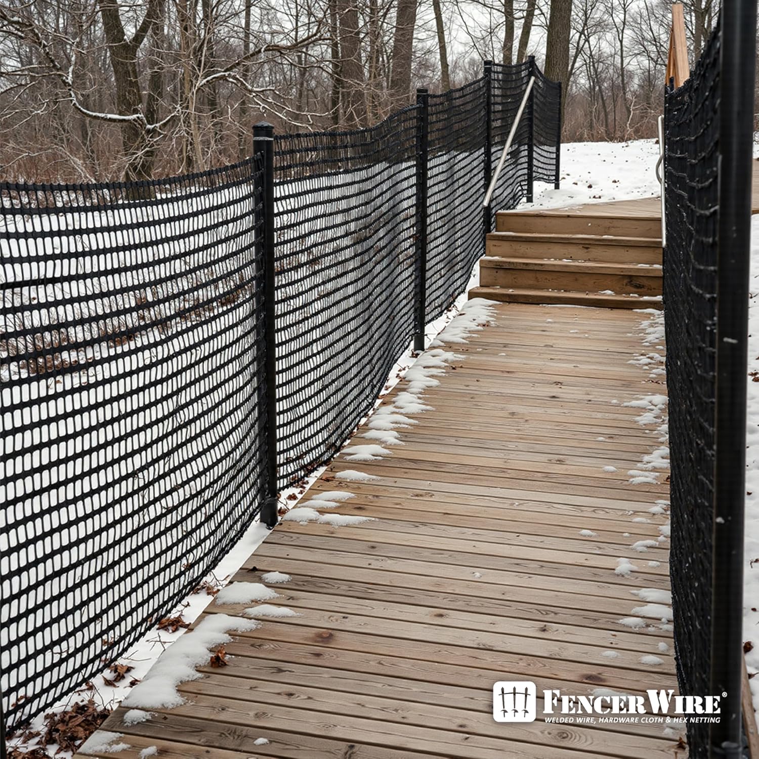 Fencer Wire 4 ft. x 100 ft. Outdoor Snow Fence, Plastic Safety Mesh, Temporary Garden Netting for Poultry, Rabbits, Chicken & Dogs, Opening Mesh Size 1.6" x 1.6" (Black)